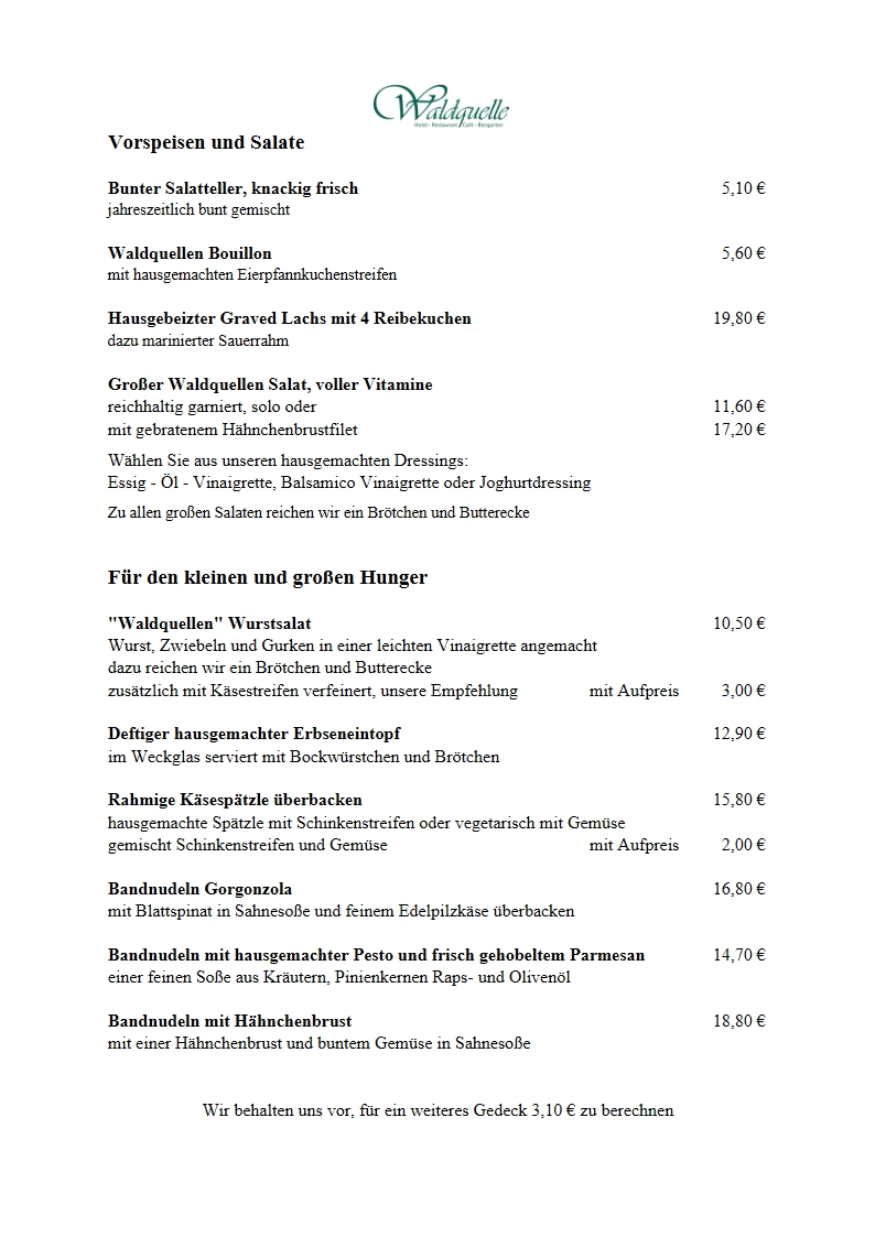 Speisekarte 1